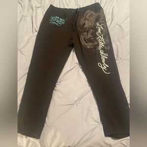 Ed Hardy Men’s Black XL Graphic Crawling Tiger Sweatpants Love Kills Slowly